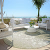 Piper Looms Chantille Damask ACN1959 Beige Machine Washable Area Rug Round Outdoor Lifestyle Image Feature