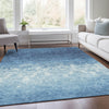 Piper Looms Chantille Damask ACN1959 Denim Machine Washable Area Rug Lifestyle Image Feature