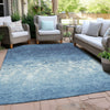 Piper Looms Chantille Damask ACN1959 Denim Machine Washable Area Rug Outdoor Lifestyle Image Feature