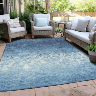 Piper Looms Chantille Damask ACN1959 Denim Machine Washable Area Rug Outdoor Lifestyle Image Feature