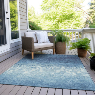 Piper Looms Chantille Damask ACN1959 Denim Machine Washable Area Rug Outdoor Lifestyle Image Feature