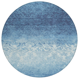 Piper Looms Chantille Damask ACN1959 Denim Machine Washable Area Rug Round Main Image