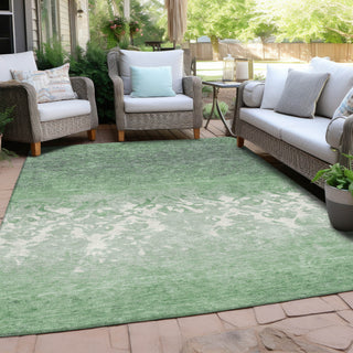 Piper Looms Chantille Damask ACN1959 Green Machine Washable Area Rug Outdoor Lifestyle Image Feature