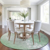 Piper Looms Chantille Damask ACN1959 Green Machine Washable Area Rug Round Lifestyle Image Feature