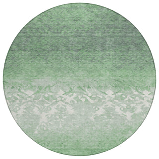 Piper Looms Chantille Damask ACN1959 Green Machine Washable Area Rug Round Main Image