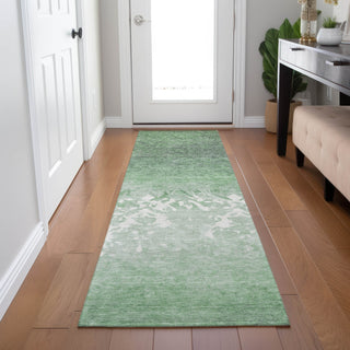 Piper Looms Chantille Damask ACN1959 Green Machine Washable Area Rug Runner Lifestyle Image Feature