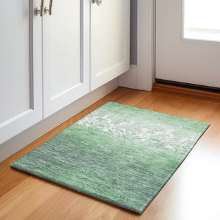 Piper Looms Chantille Damask ACN1959 Green Machine Washable Area Rug Scatter Lifestyle Image Feature