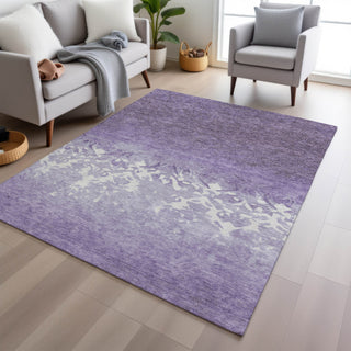 Piper Looms Chantille Damask ACN1959 Purple Machine Washable Area Rug Lifestyle Image Feature