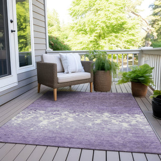 Piper Looms Chantille Damask ACN1959 Purple Machine Washable Area Rug Outdoor Lifestyle Image Feature