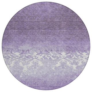 Piper Looms Chantille Damask ACN1959 Purple Machine Washable Area Rug Round Main Image