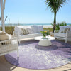 Piper Looms Chantille Damask ACN1959 Purple Machine Washable Area Rug Round Outdoor Lifestyle Image Feature
