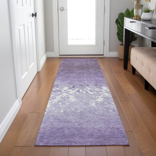 Piper Looms Chantille Damask ACN1959 Purple Machine Washable Area Rug Runner Lifestyle Image Feature