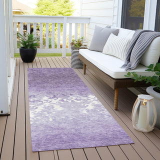 Piper Looms Chantille Damask ACN1959 Purple Machine Washable Area Rug Runner Outdoor Lifestyle Image Feature