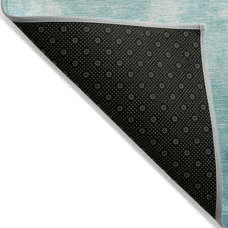 Piper Looms Chantille Damask ACN1959 Teal Machine Washable Area Rug Backing Image