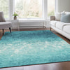 Piper Looms Chantille Damask ACN1959 Teal Machine Washable Area Rug Lifestyle Image Feature