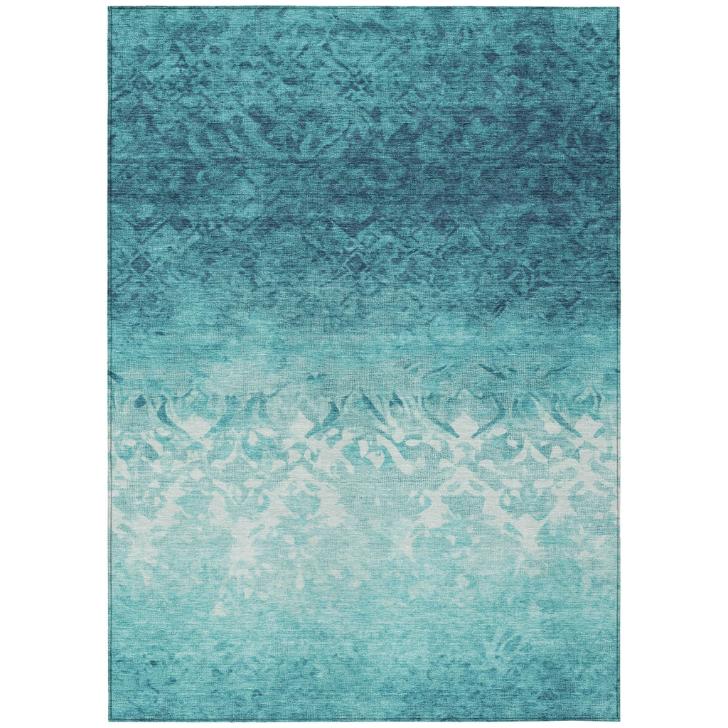 Piper Looms Chantille Damask ACN1959 Teal Machine Washable Area Rug main image