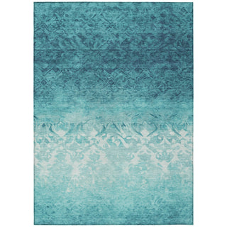 Piper Looms Chantille Damask ACN1959 Teal Machine Washable Area Rug main image