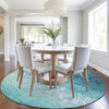 Piper Looms Chantille Damask ACN1959 Teal Machine Washable Area Rug Round Lifestyle Image Feature
