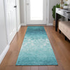 Piper Looms Chantille Damask ACN1959 Teal Machine Washable Area Rug Runner Lifestyle Image Feature