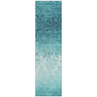 Piper Looms Chantille Damask ACN1959 Teal Machine Washable Area Rug Runner Main Image