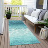 Piper Looms Chantille Damask ACN1959 Teal Machine Washable Area Rug Runner Outdoor Lifestyle Image Feature