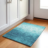 Piper Looms Chantille Damask ACN1959 Teal Machine Washable Area Rug Scatter Lifestyle Image Feature