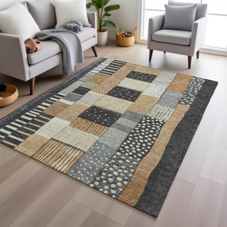Piper Looms Chantille Geometric ACN1960 Black Machine Washable Area Rug Lifestyle Image Feature