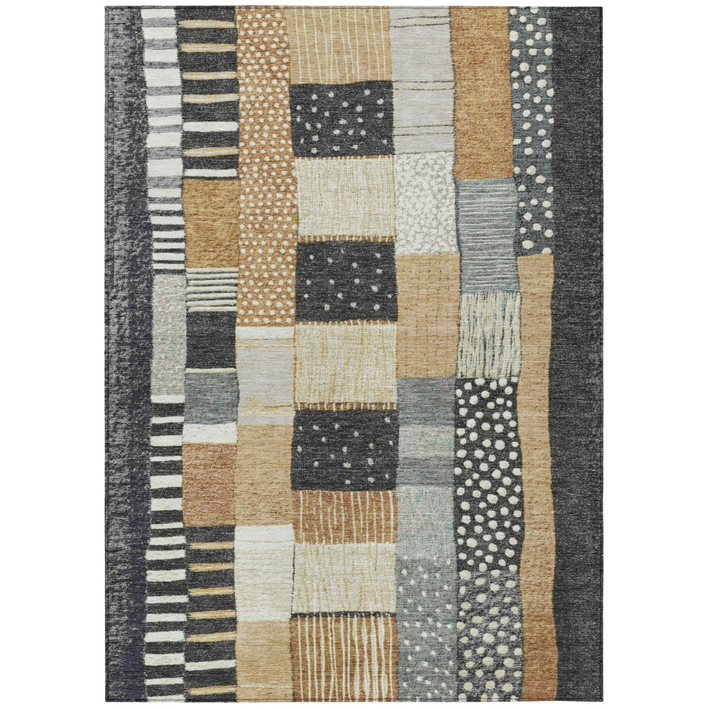 Piper Looms Chantille Geometric ACN1960 Black Machine Washable Area Rug main image