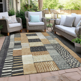 Piper Looms Chantille Geometric ACN1960 Black Machine Washable Area Rug Outdoor Lifestyle Image Feature