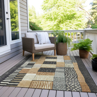 Piper Looms Chantille Geometric ACN1960 Black Machine Washable Area Rug Outdoor Lifestyle Image Feature