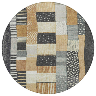 Piper Looms Chantille Geometric ACN1960 Black Machine Washable Area Rug Round Main Image