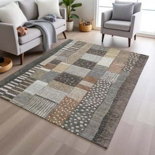 Piper Looms Chantille Geometric ACN1960 Brown Machine Washable Area Rug Lifestyle Image Feature