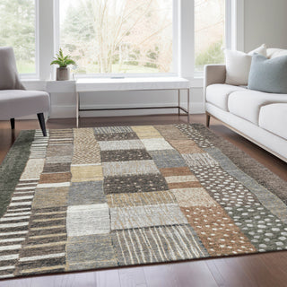 Piper Looms Chantille Geometric ACN1960 Brown Machine Washable Area Rug Lifestyle Image Feature