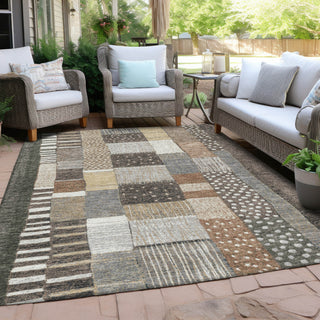 Piper Looms Chantille Geometric ACN1960 Brown Machine Washable Area Rug Outdoor Lifestyle Image Feature