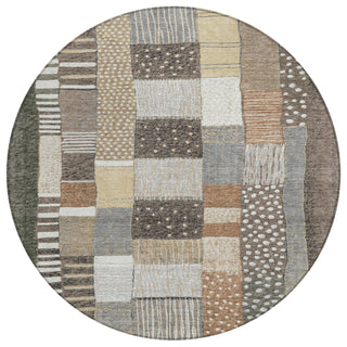 Piper Looms Chantille Geometric ACN1960 Brown Machine Washable Area Rug Round Main Image
