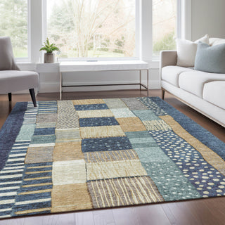 Piper Looms Chantille Geometric ACN1960 Navy Machine Washable Area Rug Lifestyle Image Feature