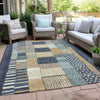 Piper Looms Chantille Geometric ACN1960 Navy Machine Washable Area Rug Outdoor Lifestyle Image Feature