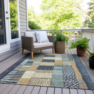 Piper Looms Chantille Geometric ACN1960 Navy Machine Washable Area Rug Outdoor Lifestyle Image Feature