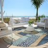 Piper Looms Chantille Geometric ACN1960 Navy Machine Washable Area Rug Round Outdoor Lifestyle Image Feature