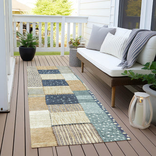 Piper Looms Chantille Geometric ACN1960 Navy Machine Washable Area Rug Runner Outdoor Lifestyle Image Feature