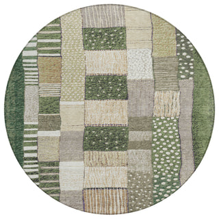 Piper Looms Chantille Geometric ACN1960 Olive Machine Washable Area Rug Round Main Image