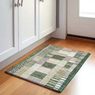 Piper Looms Chantille Geometric ACN1960 Olive Machine Washable Area Rug Scatter Lifestyle Image Feature