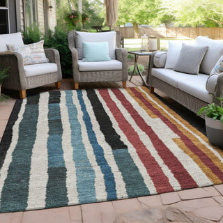Piper Looms Chantille Stripes ACN1961 Black Machine Washable Area Rug Outdoor Lifestyle Image Feature