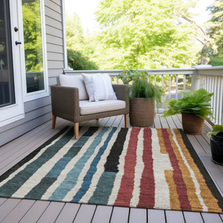 Piper Looms Chantille Stripes ACN1961 Black Machine Washable Area Rug Outdoor Lifestyle Image Feature