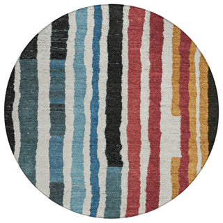 Piper Looms Chantille Stripes ACN1961 Black Machine Washable Area Rug Round Main Image