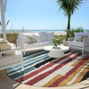 Piper Looms Chantille Stripes ACN1961 Black Machine Washable Area Rug Round Outdoor Lifestyle Image Feature