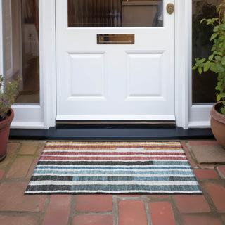 Piper Looms Chantille Stripes ACN1961 Black Machine Washable Area Rug Scatter Outdoor Lifestyle Image Feature