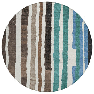 Piper Looms Chantille Stripes ACN1961 Brown Machine Washable Area Rug Round Main Image