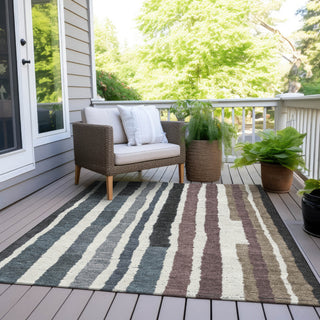 Piper Looms Chantille Stripes ACN1961 Denim Machine Washable Area Rug Outdoor Lifestyle Image Feature