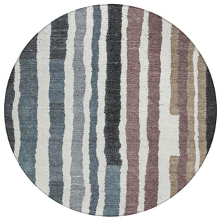 Piper Looms Chantille Stripes ACN1961 Denim Machine Washable Area Rug Round Main Image